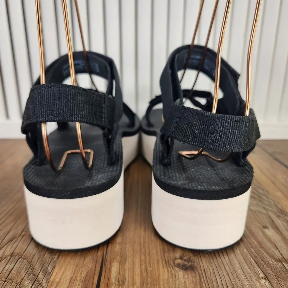 Teva Flatform Universal Sandals Women's 8 Black Platform Slingback Shoes 1008844
